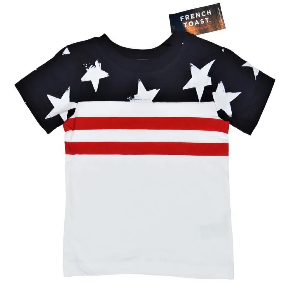 New! French Toast Toddler Boy's Cotton American Patriotic Stars Graphic Tee Top